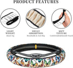 Colorful Butterfly Neoprene Steering Wheel Cover for Men Women Anti-Slip Elastic Steering Wheel Protective Cover 15in Universal Car Accessories Fit Cars, SUVs, Auto
