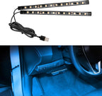 Car LED Strip Light, 12V 24 LED Vehicle Interior Atmosphere Lamps with USB Port, Auto Under Dash Ambient Night Light, Universal Car Accessories (Ice Blue, USB)