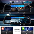 Rear View Mirror Camera with Carplay&Android Auto,9.66" 1080P Mirror Dash Cam Front and Rear with Voice Control,Night Vision,Parking Monitoring,Reverse Assist Free 64GB Card for Cars&Trucks