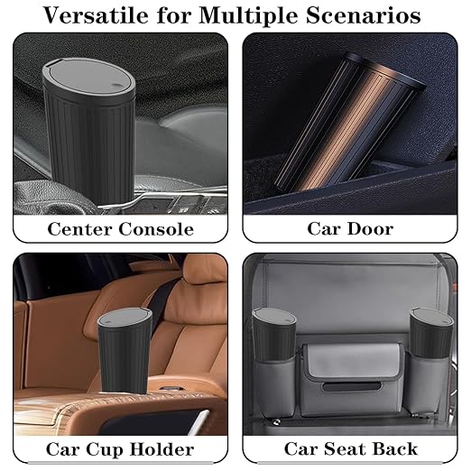 Car Trash Can Bin with Lid - Car Garbage Can Cup Holder-Universal Leakproof Vehicle Garbage Can Bin with 20pcs Trash Bags-Car Organizers and Storage for Front Back Seat Accessories
