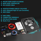 3000W Under Seat Subwoofer with Amp 10" Slim Powered Car Audio | 3-Way Full Range Sound with RGB Beat Sync LED, Bass Boost, Low Pass Filter, Plug & Play Design for Trucks SUVs and Cars