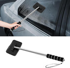 Car Windshield Cleaning Tool, Car Windshield Window Cleaner, Auto Glass Wiper Tool with Extendable Handle & Reusable Microfiber Pad, Universal Vehicle Cleaning Car Accessories (Black)