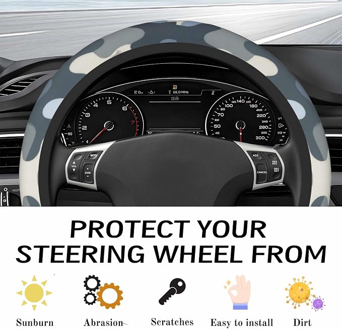 Steering Wheel Cover Accessories Neoprene Cover, Breathable Non-Slip Easy to Install Suitable for Women Men, 14.5-15.5 Inch for Car SUV Van Truck Universal - Camouflage