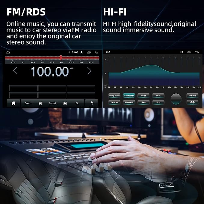 10 Inches Double Din Car Stereo, Apple CarPlay Screen, 2G+32G, Bluetooth Android Auto Screen with Backup Camera, Touch Screen, WiFi, Mirror Link, HiFi, GPS, FM