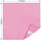 Pink Microfiber Cleaning Cloth, 50 Pack Cleaning Towels for Kitchen, Lint Free, Scratch-Free, Highly Absorbent, and Reusable Cleaning Rags for House, Window and Glass, Cars, 11.5 X11.5 inch
