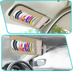 Trinkrittey CD Visor Holder for Car, Vehicle Sun Visor Organizer Large Capacity CD Holder with 12 DVD Storage Sleeves 1 Mesh Pocket 1 Pen Holders and Elastic Strap