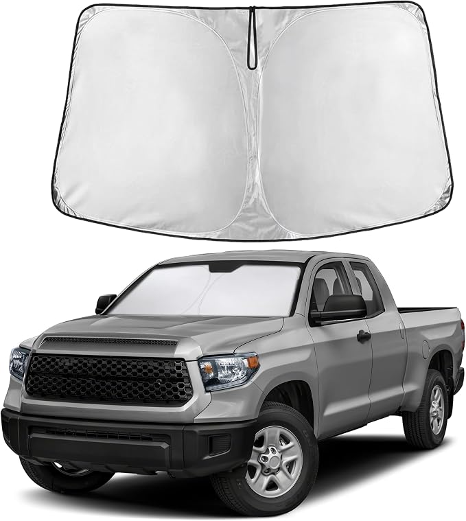 Windshield Sun Shade Compatible for Toyota Tundra 2022–2026 | Custom Fit Pickup Truck Front Window Sunshade | Foldable UV & Heat Reflective Sun Visor
