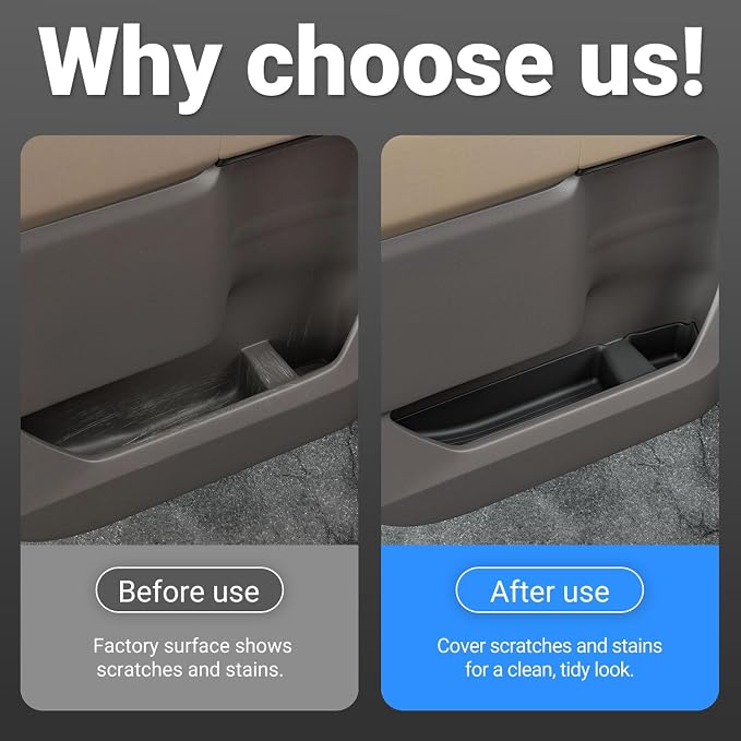 4PCS Door Side Storage Box Compatible with 2022-2026 Chevy Silverado GMC Sierra 1500 Crew Cab Door Handle Phone Pocket Tray Organizer Replacement for 2022-2026 Chevy Silverado Accessories