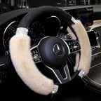 Steering Wheel Cover, Fluffy, Universal Rhinestone, Comfortable, Non-Slip Luxurious Faux Wool,Bedazzled Car Accessories for Women, Fits for 14.5 to 15 Inch