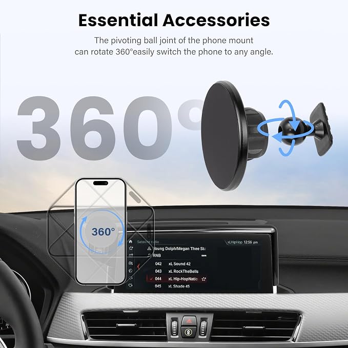 Car Phone Holder Compatible with BMW X1 2016-2022 / BMW X2 2018-2023 Accessories 8.8 inch Touchscreen Fixed Clip,360°Rotation Magnetic Phones Mount for Phones (not fit 6.5 inch)