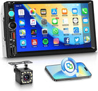 Car Stereo Double Din Radio, 7 inch Touch Screen Radio Car Audio Receivers, 2 Din Bluetooth Stereo, Mirror Link, FM EQ SWC USB Backup Camera Type-C Fast Charging
