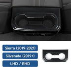 ABS Carbon Fiber Rear ArmrestBox Cup Holder Trim Cover Accessories for 2019-2025 Chevy Silverado | for 2019-2021 GMC Sierra 1500 2500 3500 HD Decal