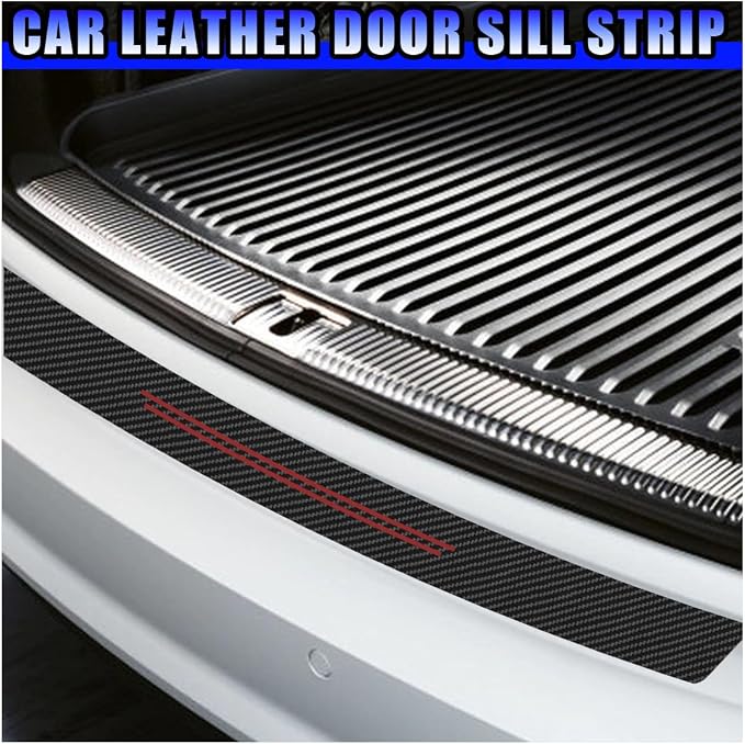 Car Door Sill Protector, Anti-Scratch Automotive Doors Threshold Strip Sticker, Waterproof Trunk Door Entry Edge Guard, Carbon Fiber Decoration Trim Cover for Car, SUV, Truck (Red-9PCS)