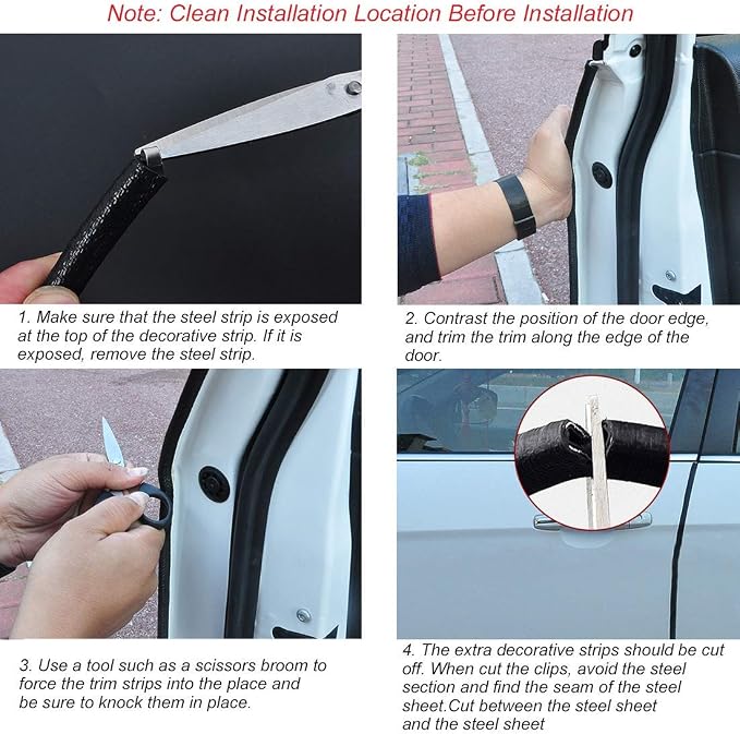 Car Door Edge Guards, Universal Rubber U Shape Car Door Trim Car Door Edge Protector, Auto Door Edge Guards for Sedans, Trucks, SUV, ATV (Black, 16 Ft)