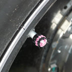 4 Pieces Crown Tire Valve Stem Caps Bling Handmade Crystal Rhinestone Universal Chrome Crown Vehicle Car Tire Caps Covers, Attractive Accessories for Car (Pink and Black)