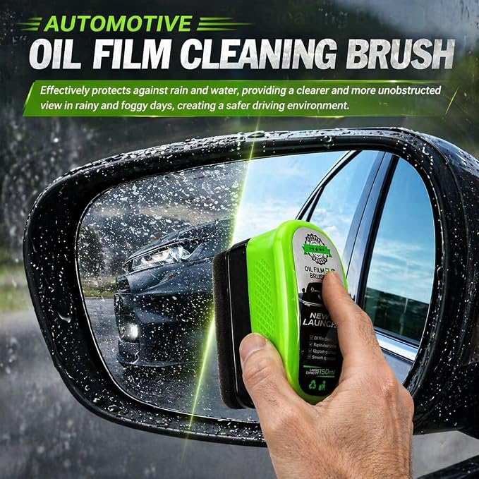 Upgrade Automotive Windshield Oil Film Remover Brush - Reusable, Heavy-Duty Microfiber Scrubber for Stubborn Grime, Bugs, Sap on Car Glass, Windows, Mirrors - Car Glass Cleaning Tool