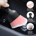 Car Detailing Brush, Curved Soft Bristles Auto Removal Dust Collectors, Universal Vehicle Dashboard, Air Conditioner Vents etc Interior Cleaning Tool Accessory (Pink/White)