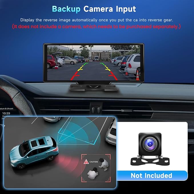 10.26" Touchscreen Wireless Carplay Portable Car Stereo Android Auto, Car Play Navigation, Voice Control, Bluetooth/AUX/FM, Car Radio Receiver