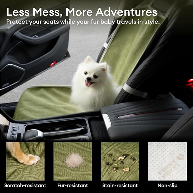 Dog Car Seat Cover for Front Seat, Dog Seat Cove Waterproof, Scratchproof Non-Slip Car Seat Protector, Universal Fit Most Cars, SUVs, Trucks, Green