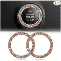 Car Bling Crystal Rhinestone Engine Start Ring Decals, 2 Pack Car Push Start Button Cover/Sticker, Key Ignition Knob Bling Ring, Sparkling Car Interior Accessories for Women (Double Orange)