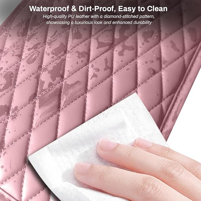 Car Center Console Cover, Upgraded Microfiber Leather Car Arm Rest Cover with 2 Storage Bags Universal Armrest Cover for Car Storage Box Car Interior Accessories Protector for Most Vehicle-Pink