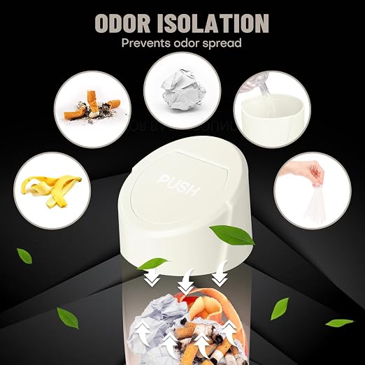Car Trash Can Bin with Lid - Car Garbage Can Cup Holder - Cream Mini Leakproof Vehicle Garbage Bin with 20pcs Trash Bags-Automotive Organizers and Storage for Front Back Seat Accessories