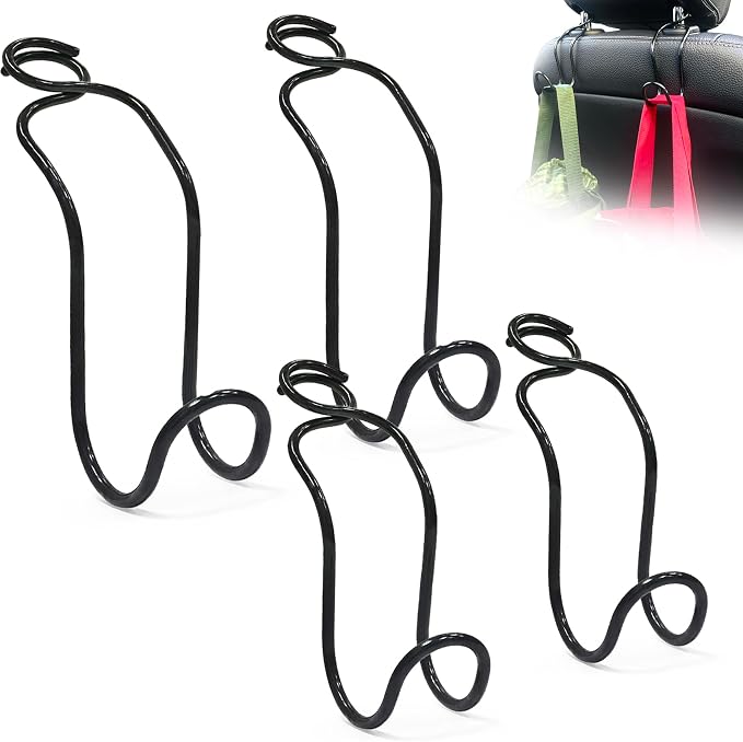 4 Pack Purse Hook for Car SUV Truck Seat Front Back Organizer Metal Hanger Headrest Holder for Handbag, Bag, Hardhat, Grocery Road Trip Must Haves Car Gadgets Accessories for Women (2*Small + 2*Large)