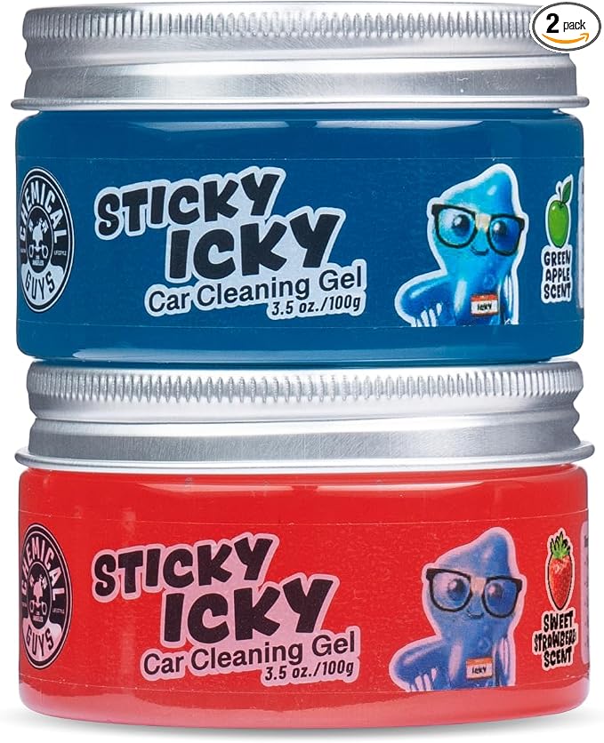 Sticky Icky Car Cleaning Gel, Green Apple & Sweet Strawberry Scent - Detailing Kit, Car Dust Crevice Cleaner, Slime Auto Air Vent, Cleaning Putty For Keyboard Cleaner (2 Pack) - CJK1002