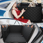 Convertible Back Seat Extender for Dogs, Dog Car Seat Cover Hard Bottom Holds 400 lbs, Waterproof Dog Hammock Backseat Protector with Mesh Window for Cars, Trucks and SUVs