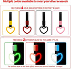 2 Pcs Heart Shaped Car Handle Strap – Drift Charm Rear Bumper Warning Ring Decor for Car Interior Exterior, Subway Bus Handle Accessory, Cute Heart Car Decor Gift for Women & Men (Luminous Red)