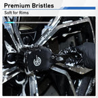 MVEQRRN 9PCS Car Detailing Brushes Set, Boar Hair Detail Brushes,Car Detailing Wheel Kit (Black) | Soft & Stiff Bristle Detail Brush, Scratch-Free Rim & Tire Cleaning Kit, Interior & Exterior Wheel Brush for Cars,Trucks,SUV