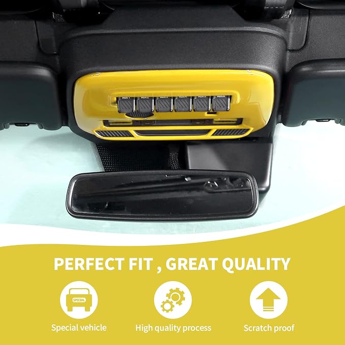 for Bronco Front Reading Light Panel Trim Cover Compatible with 2021-2025 Ford Bronco Interior Accessories 2-Door 4-Door, Yellow (with AUX Switches)