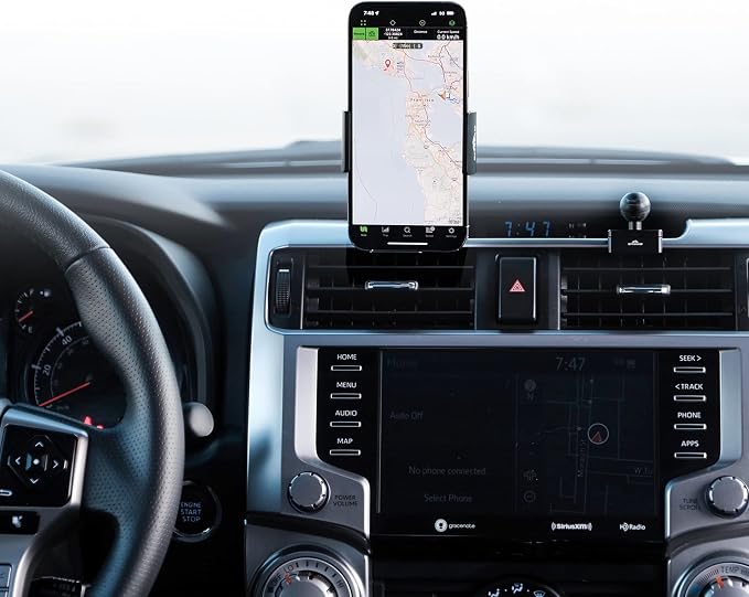 Phone Mount Made for Toyota 4Runner 2010-2024, CNC-Machined Aluminium, Universal Spring Loaded Holder, 360-Degree Swivel, One-Hand Operation