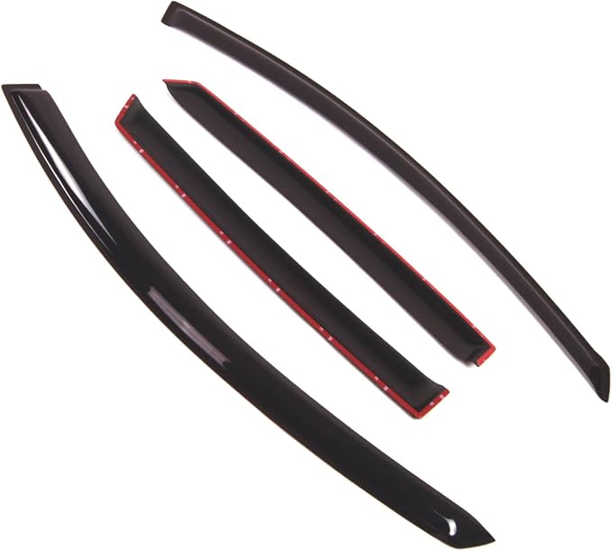 WD2-385 Dark Smoke 4 Pcs Set Window Visor (Outside Mount) Deflector Rain Guard Compatible with 2008-2010 Saturn Vue