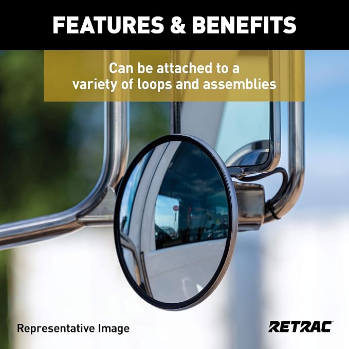 610673 8-Inch Stainless Steel Center-Mount Convex Mirror Head with J-Bracket, Universal Driver or Passenger Side