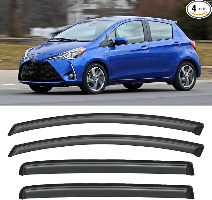 Window Visors Rain Guards for 2012-2018 Toyota Yaris Hatchback, Out-Channel Window Vent Wind Deflectors Visors Shades for 12-18 Toyota Yaris