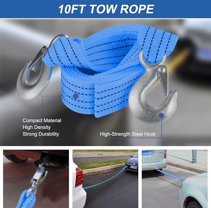 Car Emergency Kit for Teen Boy and Men's Gifts, Blue Emergency Roadside Assistance kit with 10FT Jumper, First Aid Kit, Safety Hammer, Tow Rope, and More Ideal Blue Car Accessories Tool