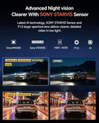 Front Rear - 4K STARVIS Sensor Dashcam,Free 64GB Card, Built-in 5G WiFi/GPS, Dual Dash Camera for Cars with 3" IPS Screen,HDR/WDR Night Vision, App Control, 24H Parking Mode