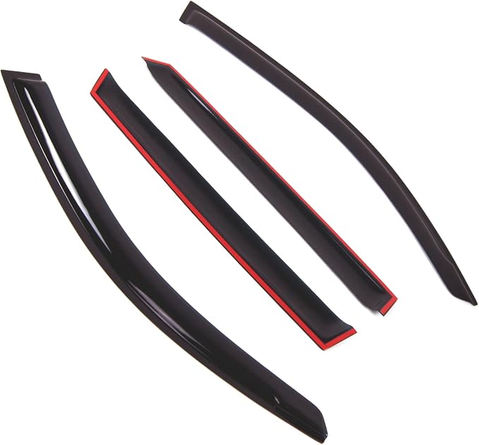 WD2-679 Dark Smoke 4 Pcs Set Window Visor (Outside Mount) Deflector Rain Guard Compatible with 2013-2015 BMW X1