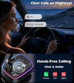 FM Transmitter for Car Bluetooth Adapter 5.4,48W PD+QC Fast Charging,Hands-Free Calling,Streams Spotify/Navigation/Music via Car Radio,Wireless Upgrade Non-Bluetooth Cars,USB-C,USB/TF,12V/24V