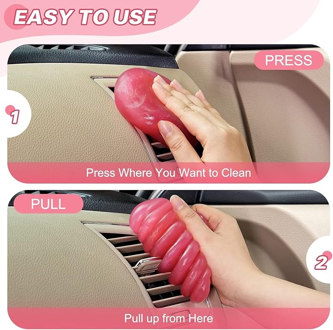 Car Cleaning Gel for Car Cleaning Putty Car Putty Auto Detailing Tools Car Slime Cleaner Dust Cleaning Gel for Car Cleaning Supplies Car Essentials Car Gifts Car Accessories for Women Pink
