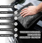 20 Pcs 16 x 16 Inch Edgeless Microfiber Plush Towels for Cars Detailing Drying Wash Polishing Absorbent Cleaning Cloths, 500 GSM (Gray)
