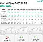 for Ford F150 Seat Covers 2015-2023 2024 2025 2026 (Only Front Seat Covers), Leather Pickup Truck Seat Covers Custom Fit for F-150 XL XLT (Not for Regular Cab) Waterproof Car Accessories Black