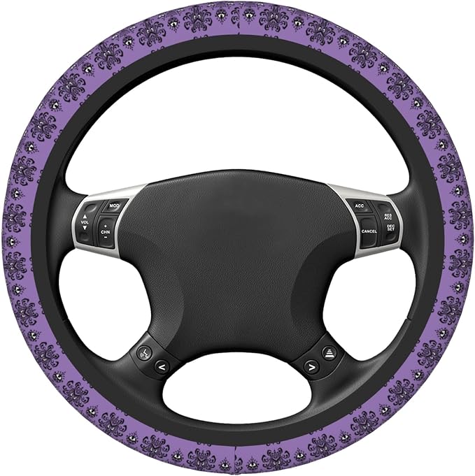 Haunted The Mansion Steering Wheel Cover Cute Universal 15 Inch Car Accessories Protector for Women Fit Auto SUV Sedan Vans Trucks