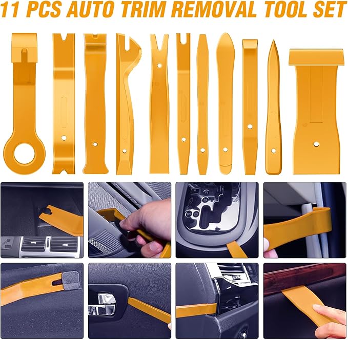 330Pcs Trim Removal Tool, Auto Push Pin Bumper Retainer Clip Set Fastener Terminal Remover Tool Adhesive Cable Clips Kit Car Panel Radio Removal Auto Clip Pliers, Yellow