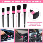 Car Cleaning Kit, Car Vacuum Interior Detailing Cleaner Kit with High Power Handheld Vacuum, Brush Set, Windshield Tool, Duster, Towels, Complete Car Care Tools for Women (Pink)