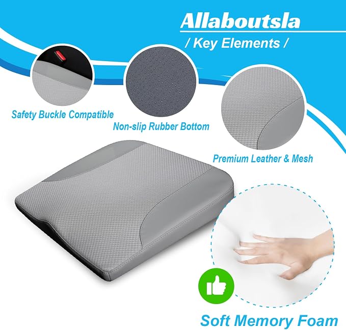 Car Seat Cushion, Car Seat Cushions for Long Driving | Comfortable Memory Foam Driver Seat Cushion, Automotive Seat Cushions, Butt Pillow for Car,Truck, Office Chair, Gray