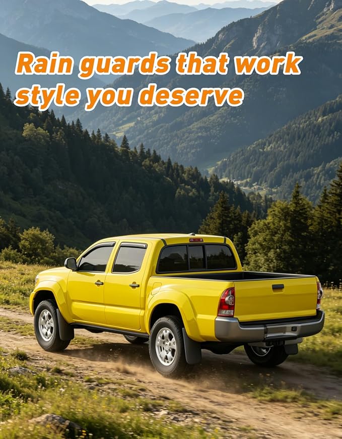 Extra-Thick Window Rain Guards Fit for Toyota Tacoma 2005-2015 Double Cab Rain Guards Tape-on Side Window Deflectors Visors Truck Vent Visors Vent Shades Car Accessories