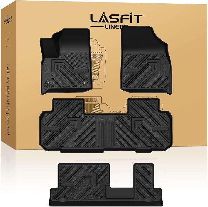 Floor Mats & Cargo Liner for Chevrolet Chevy Traverse 2018-2023/Traverse Limited 2024, Only 8 Seats (Fit 2nd Row Bench Seats), All Weather TPE Custom Fit 3 Rows Car Floor Mats Full Set
