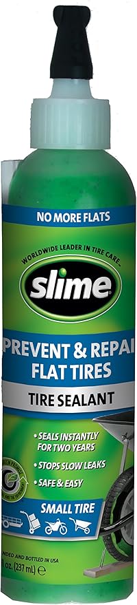 10007 Flat Tire Puncture Repair Sealant, Prevent and Repair, Small Tubeless Tires, Non-Toxic, eco-Friendly, 8 oz Bottle